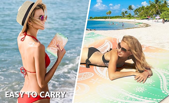 AISPARKY Beach Blanket Waterproof Sandproof Quick Drying Beach Mat Extra Large Outdoor Picnic Blanket for Travel Camping Hiking