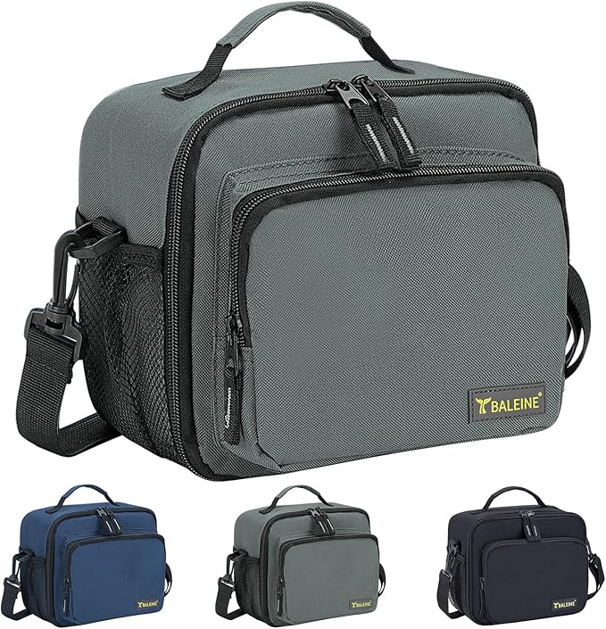 BALEINE Insulated Lunch Bag for Men Women, Leakproof Cooler Bag with Adjustable Shoulder Strap for Work Picnic, Lunch Box for Women Men (Small, Grey)