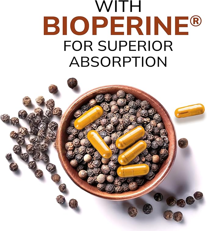 aSquared Nutrition Turmeric Curcumin 1300mg with BioPerine Black Pepper Extract - 180 Capsules - with 95% Curcuminoids, 100% Natural Tumeric Root Powder Supplements, Pure & Joint Stiffness Pills