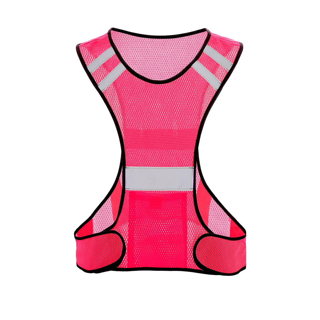 TCCFCCT Reflective Running Vest for Men Women, High Visibility Safety Vest with Large Pocket, Lightweight Reflective Running Gear for Motorcycling, Cycling, Jogging, Adjustable Waist, Pink , One Size