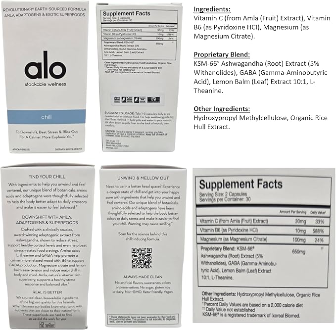 Alo Chill Capsules Relaxation Supplement Which Supports Calmness And Mental Clarity