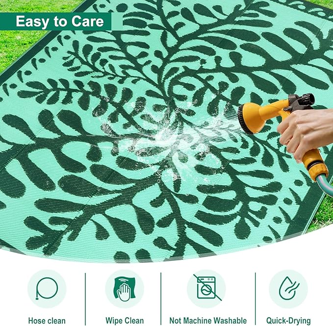 Anidaroel 8x10 Outdoor Rug for Patios Clearance, Waterproof Camping Rug for Outside RV, Reversible Plastic Straw Outside Rugs, Large Outdoor Area Rug for Garden, Camper(Green,8’x10’)