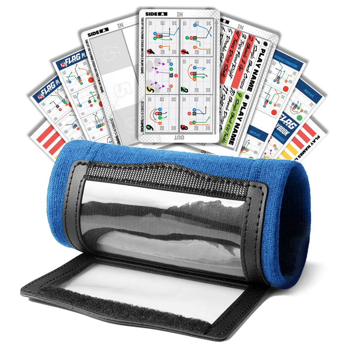 1NMORE Football Wristbands with Playbook System,Wrist Coach for Youth,Softball Wristbands with Tactics Stickers & Cards Blue