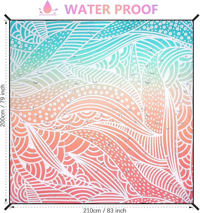 Beach Blanket Waterproof Sandproof Extra Large Beach Mat 79" X 83"/120"x108"for 1-8 Adults Quick Drying Durable Outdoor Picnic Mat for Beach Travel Camping Hiking