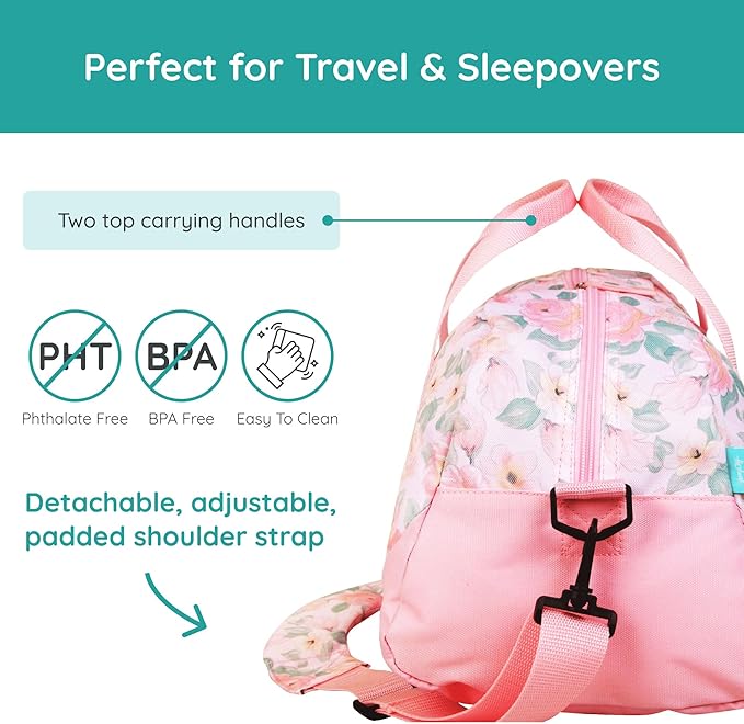 JumpOff Jo by Wildkin Overnighter Duffel Bag – Lightweight Travel Bag for Kids - Floral Watercolor