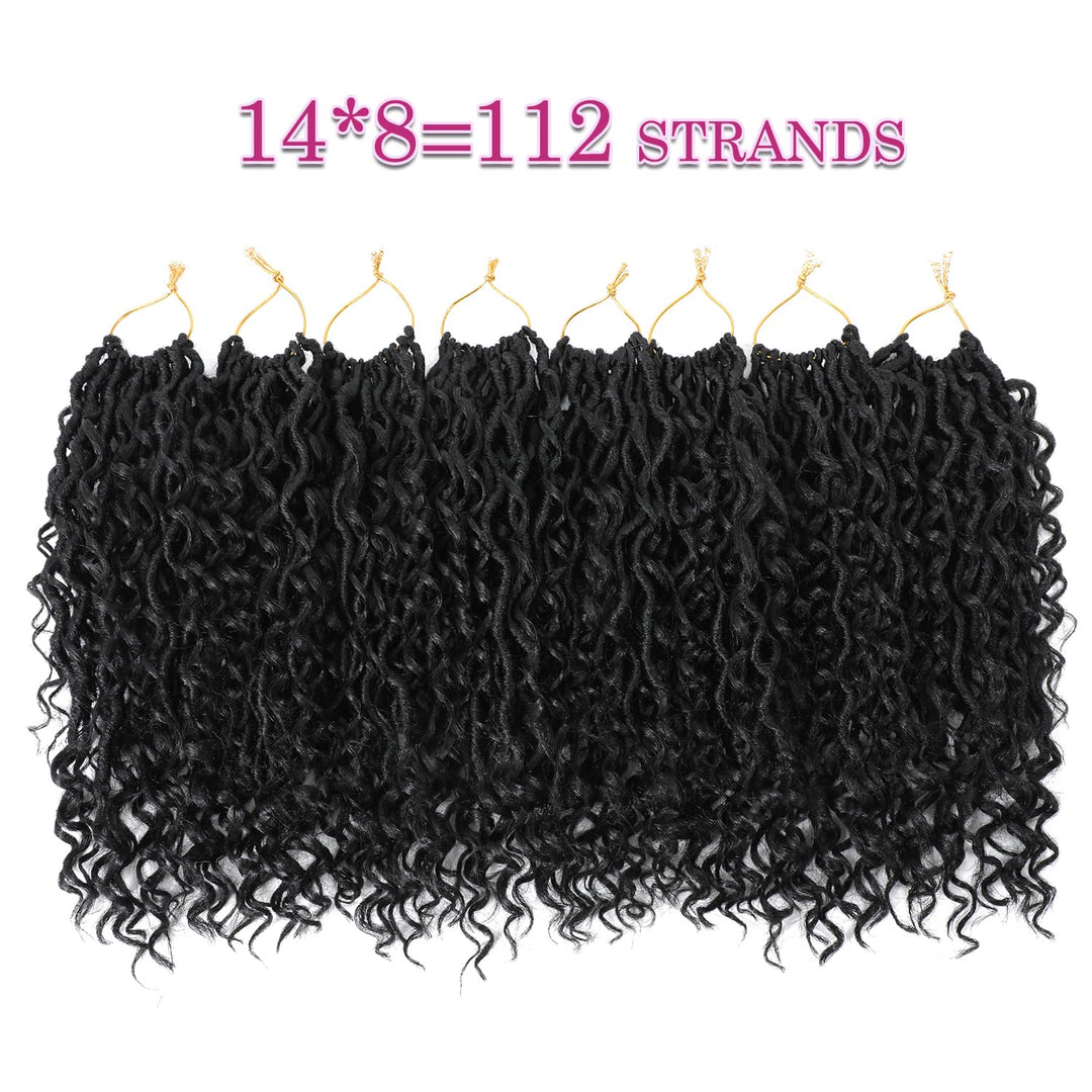 8 Packs Crochet Hair for Black women, Goddess Locs Crochet Hair, Goddess Faux Locs with Curl Braids (12Inch, 8Packs, 1B)