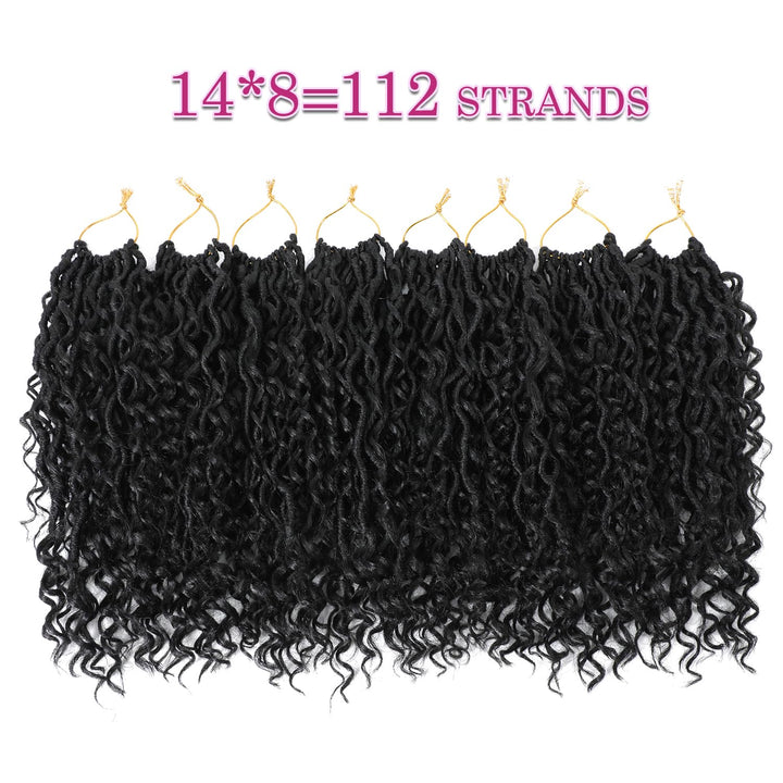 8 Packs Crochet Hair for Black women, Goddess Locs Crochet Hair, Goddess Faux Locs with Curl Braids (12Inch, 8Packs, 1B)