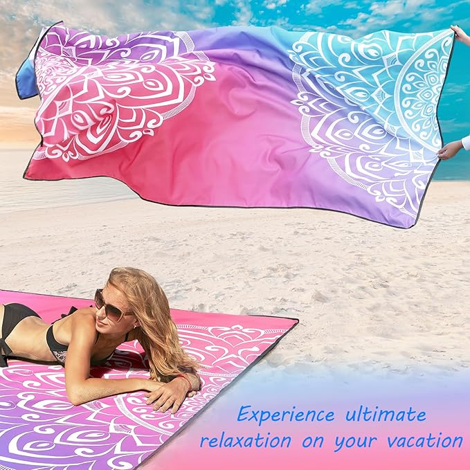 AISPARKY Beach Blanket Waterproof Sandproof, Oversized Large Beach Mat 79" X 83"/120"x108" for 1-8 Adults, Quick Drying&Compact&Lightweight, Picnic Mat Vacation Essentials for Beach Camping Travel