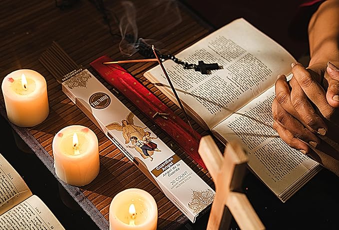 Prayer Incense Sticks - 120 Insence-Sticks (20 Insense x 6 Incents) Catholic Church Spiritual Incienso for Jesus Guardian Angel St Michael Archangel San Miguel Arcangel Judas Religious Gifts + Holder