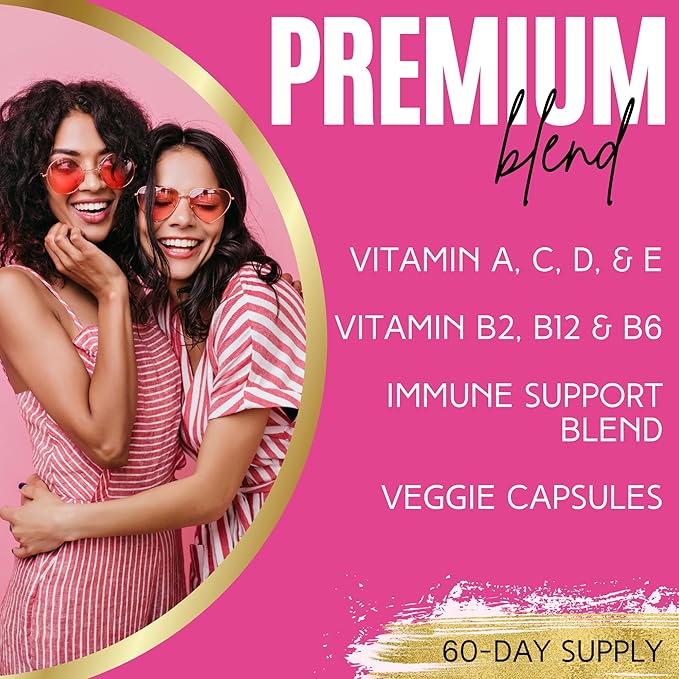 Women's Multivitamin Vitamin B12, A, C, D, & E - 180 Count - 60 Servings - Veggie Capsules