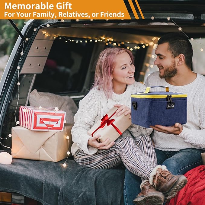 Aotto Portable Electric Lunch Box Food Heater, 12V/24V/110V 3-in-1 Car Food Warmer Heated Lunch Box for Adults, Cook, Reheat & Keep Meals Warm for Car, Truck, Travel, Work, Home - Navy Blue