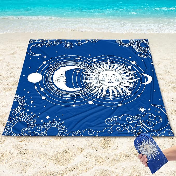 AISPARKY Beach Blanket Waterproof Sandproof, Oversized Large Beach Mat 79" X 83"/120"x108" for 1-8 Adults, Quick Drying&Compact&Lightweight, Picnic Mat Vacation Essentials for Beach Camping Travel