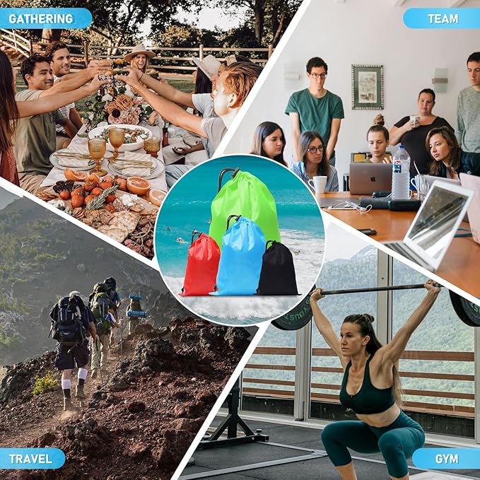 iMucci Upgrade Waterproof Drawstring Bag Sack Nylon Bag Ditty Bag for Gym Traveling, Hiking, Yoga, Shopping