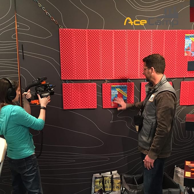 AceCamp 3940 Portable Lightweight Mini Waterproof Folding Mat, Foam Sitting Pad for Outdoor Activities, Foldable Kneeling and Seat Cushion for Comfort, Red