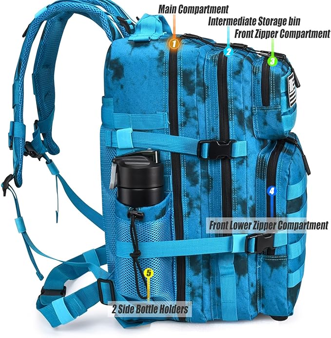 Military Tactical Backpack 45L Large Tactical Backpack for Men, Hiking Rucksack With Bottle Holder