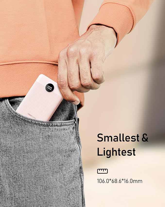 VEEKTOMX Mini Power Bank 10000mAh, 22.5W Fast Charging Small Portable Charger with PD 3.0 & QC 3.0, USB C Slim Lightweight iPhone Charger, Dual Output Compatible with iPhone Samsung, Travel Must Haves
