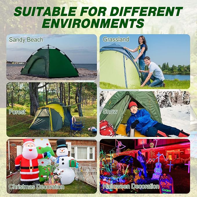 Hicarer 12 Inch Tent Stakes Screw in Camping Stakes Heavy Duty Metal Stake Ground Anchor Peg Threaded Tent Spikes with Hex Head Driver for Camping Garden Inflatable