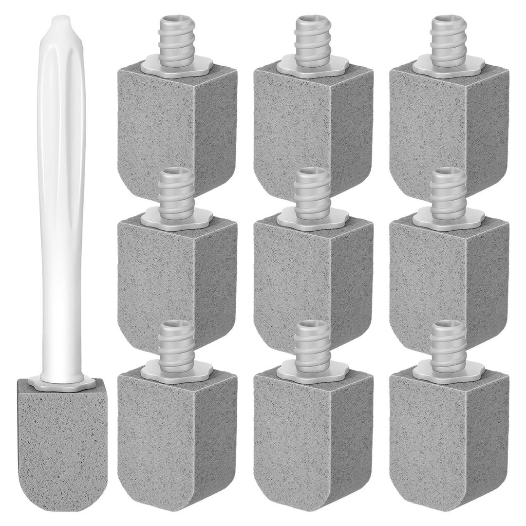 Qinyoung 10 Pcs Pumice Stone Toilet Bowl Cleaner Toilet Pumice Stone with Long Handle Cleaning Block for Pool Sink (Grey)