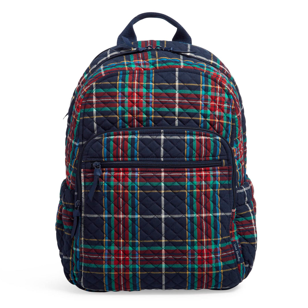Vera Bradley Women's Cotton Campus Backpack, Tartan Plaid - Recycled Cotton, One Size