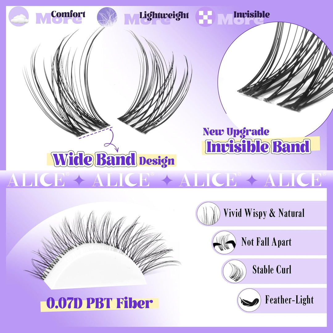 ALICE DIY Natural Lash Clusters | Wispy Anime Cat Eye | 10-16mm, 144 Pcs