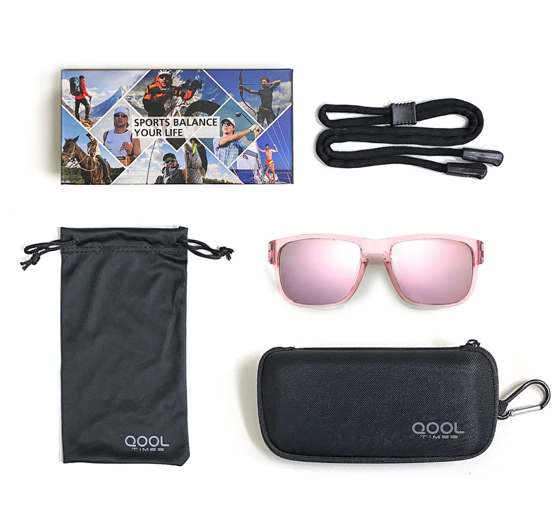 QOOL TIMES Living out your F11 Pink mirrored Polarized Casual sport Sunglasses for Women, Running Driving Golfing Cycling Hiking and Outdoor Gifts