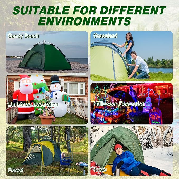 Hicarer 12 Inch Tent Stakes Screw in Camping Stakes Heavy Duty Metal Stake Ground Anchor Peg Threaded Tent Spikes with Hex Head Driver for Camping Garden Inflatable