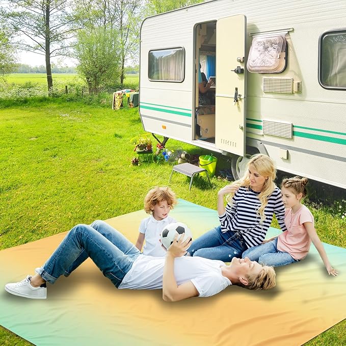 Beach Blanket Waterproof Sandproof Beach Mat 79" X 83" /10'x9'for 2-8 Adults Quick Drying Outdoor Picnic Mat Beach Accessories for Travel, Camping, Hiking