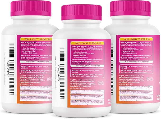 Pink Stork Total Prenatal Vitamins with DHA, Folate, Iron, Choline, and Vitamin B12 - Preconception Nutrition - Prenatals for Women, Pregnancy Must Haves - Mint Essence, 180 Capsules, 3 Month Supply