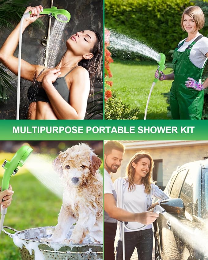 AUTOPkio Portable Camping Shower - Outdoor Camp Shower with Showerhead Sprayer & Rechargeable Battery Pump for Camping, Travel, Hiking, Car Washing, Pet Bath