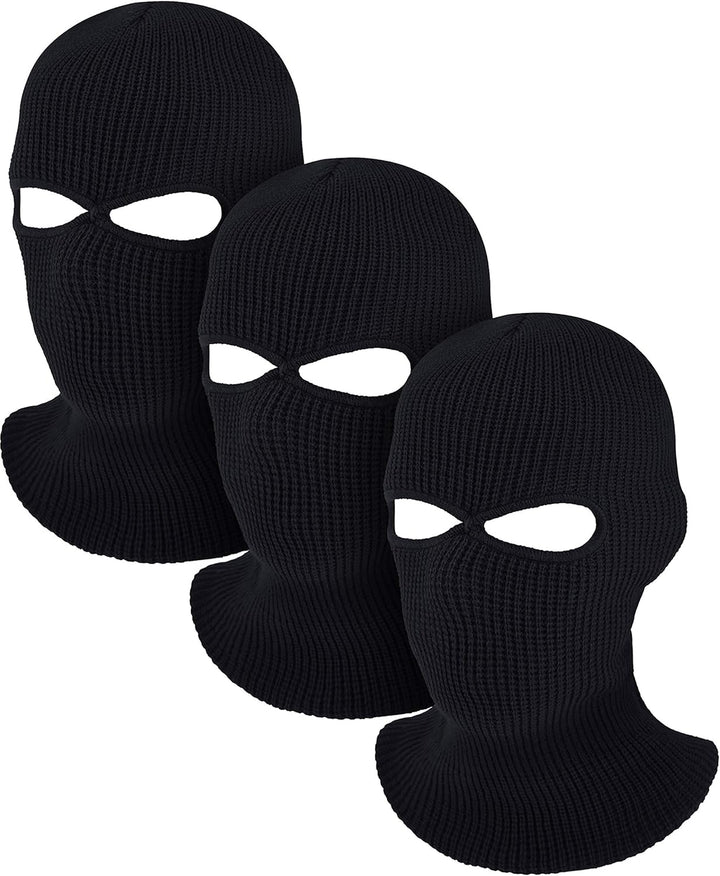 3 Pack 2 Hole Ski Masks Winter Knitted Ski Masks Balaclava Warm Full Face Windproof for Men Women Sports Outdoor