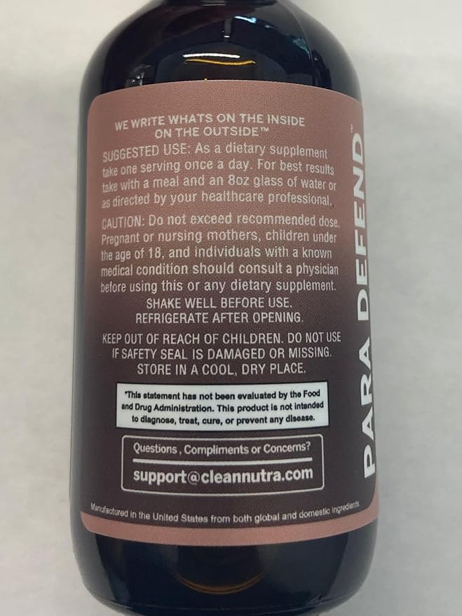 para Defend Wormwood Black Walnut Cleanse for Humans Drops Liquid Soursop Garlic Pumpkin Seed PAU D'Arco Oil of Oregano Turmeric Berberine Neem Extract Hull Bark Tincture by Clean Nutra