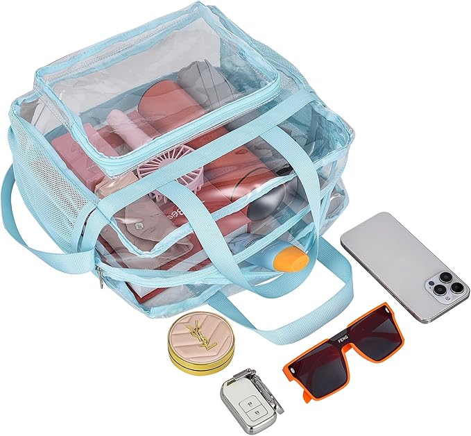 USPECLARE Clear Tote Stadium Approved, Security Travel & Gym Clear Bag for Work Sports Games Concerts