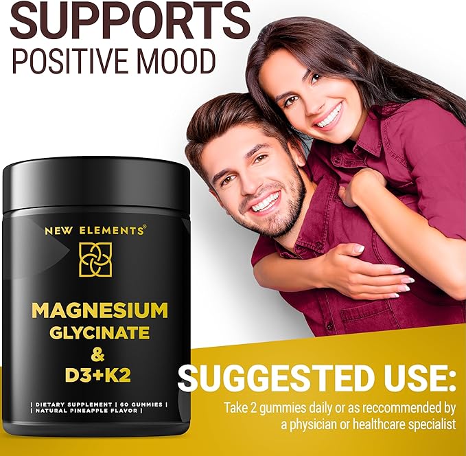 Calm Magnesium Glycinate Gummies 500mg with High-Potency Vitamin D3 10000iu & Vitamin K2 100mcg | Stress Relief, Relaxation & Bone Support for Adults | Vegan, Non-GMO, Gluten-Free, Pineapple Flavor