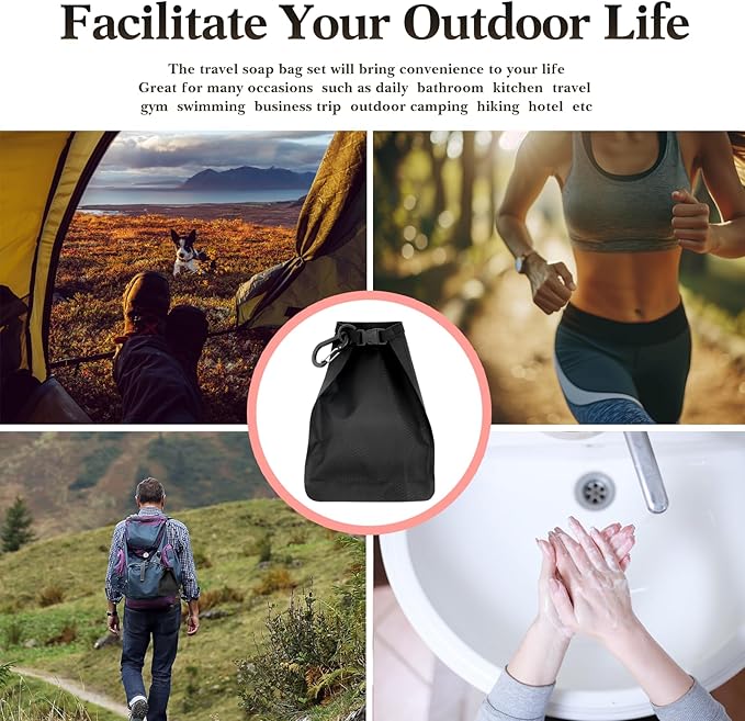 4 Pcs Travel Soap Bag, Waterproof Leakproof Quick Dry Bar Soap Travel Container, Soap Saver Pouch for Camping, Hiking, Hotel Essentials, Portable Soap Holder Travel Case, Soap Travel Bag