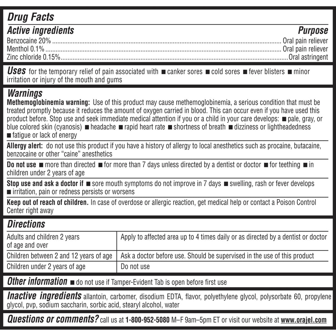 Orajel 3X for Mouth Sores: Maximum Strength Gel Tube 0.42oz- From #1 Oral Pain Relief Brand