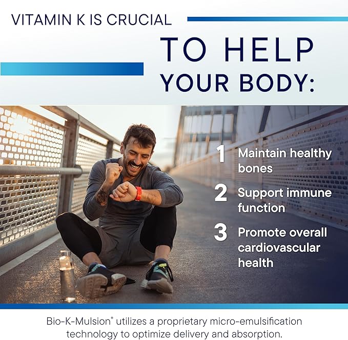 Biotics Research Bio K Mulsion Liquid Vitamin K Drops - 500 mcg/S - Vitamin K1 phytonadione for Adults - VIT K Supplement - Strong Bones, Heart Health, Blood Clotting Support, 1 fl oz