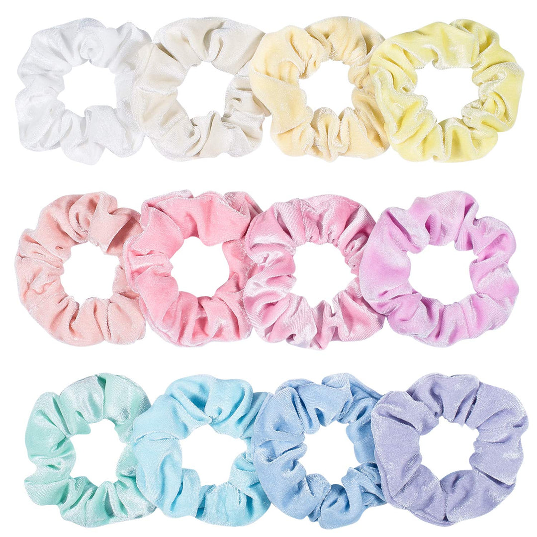 Whaline Pastel Hair Scrunchies Elastic Scrunchy Bobbles Velvet Hair Bands Boho Soft Hair Ties Hair Accessories For Girls Women (