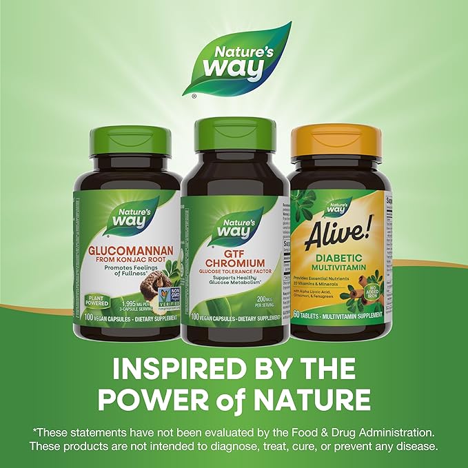 Nature's Way GTF Chromium, Glucose Tolerance Factor, Supports Healthy Glucose Metabolism*, 200 mcg Chromium per Serving, 100 Vegan Capsules (Packaging May Vary)