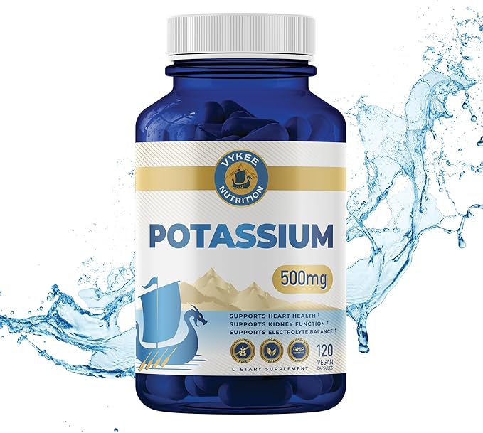 Potassium Citrate Capsules – High-Potency 500mg Potassium Per Serving | Supports Muscle Function, Electrolyte Balance & Heart Health | Vegan, Non-GMO, 120 Capsules