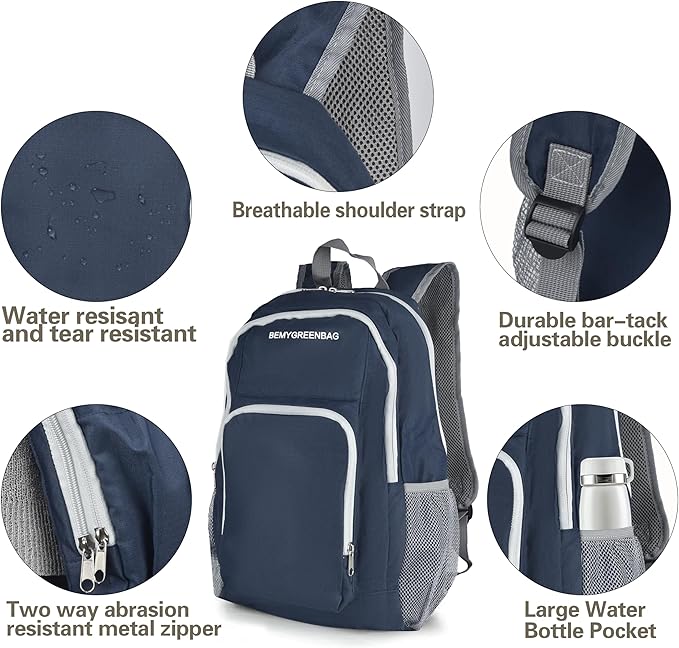 35L Foldable Waterproof Backpack For Outdoor Sports Travel Inside Wet Clothes Compartment Packable For Multiple