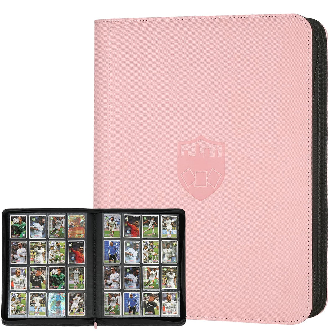 Trading Card Binder 16 Pocket, GERMUN PU Cover Card Binder for 1000+ Cards, Premium Trading Card Holder Folders, Double Sided Pocket Card Album for MTG, TCG (Pink)