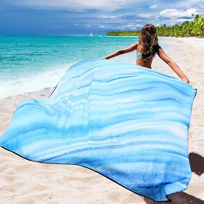 Beach Blanket Waterproof Sandproof Beach Mat 79" X 83" /10'x9'for 2-8 Adults Quick Drying Outdoor Picnic Mat Beach Accessories for Travel, Camping, Hiking