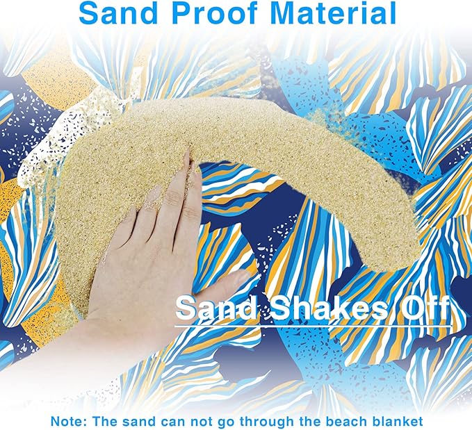 Beach Blanket, Waterproof Sandproof Beach Mat Oversized 79 X 83 Inch for 4-6 Adults, Lightweight Picnic Blanket, Portable Picnic Mat for Outdoor Travel Camping Hiking with 4 Stakes & 4 Corner Pocket