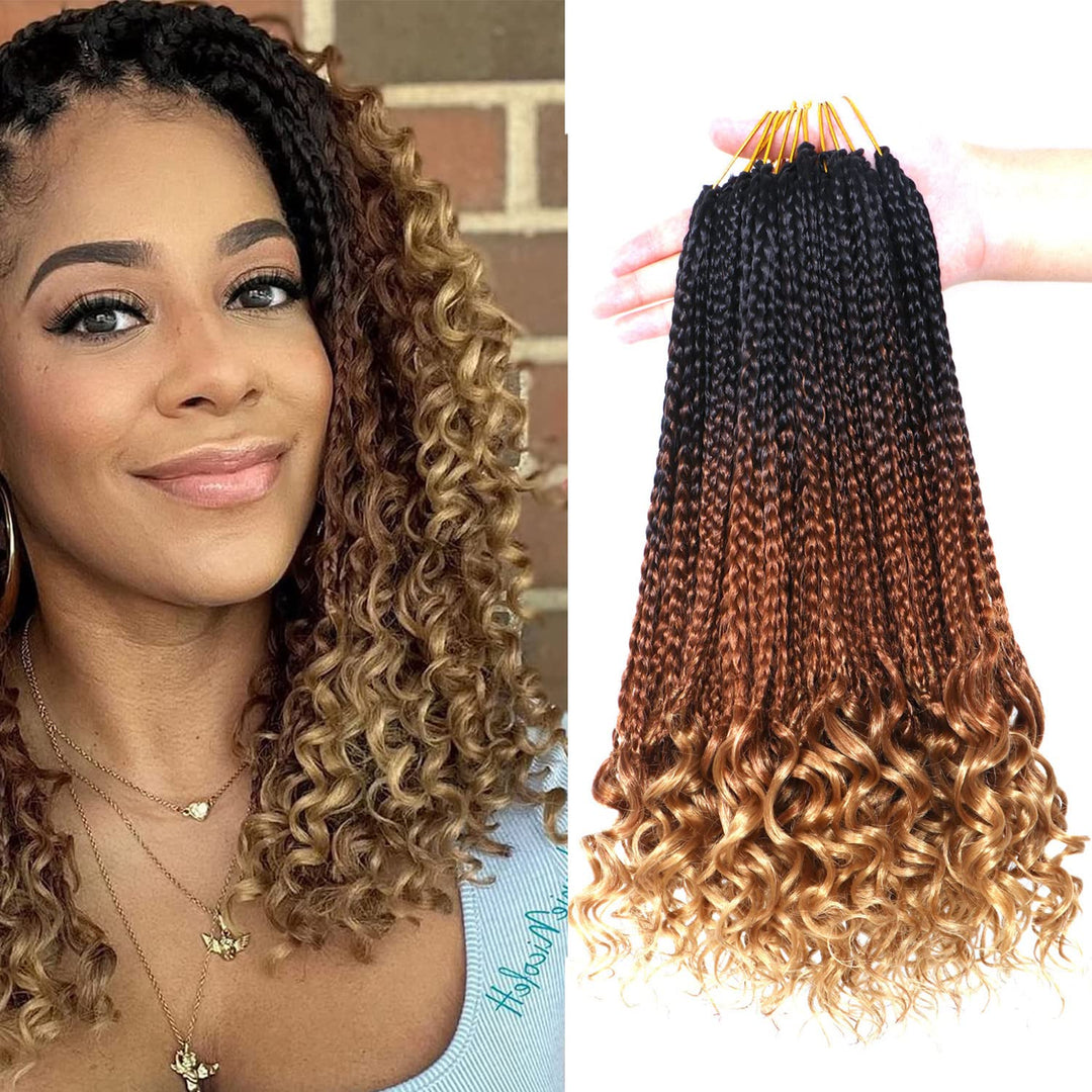 7 Packs 14 Inch Boho Goddess Box Braids Crochet Hair For Black Women (1B/30/27#, 14 Inch (Pack Of 7))