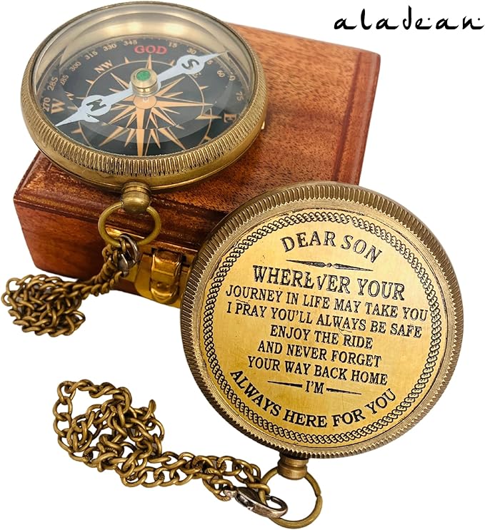 Inspiration Gift for Men Women Engraved Compass - Go Confidently - Thoreau Quote, You're Awesome Employee, Coworker Meaningful Gift for him her