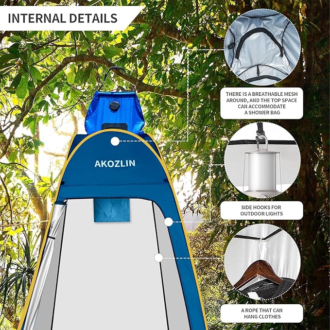 AKOZLIN Portable Pop Up Shower Tent Instant Privacy Dressing Changing Tent Outdoor Shower Room Camp Toilet Tent