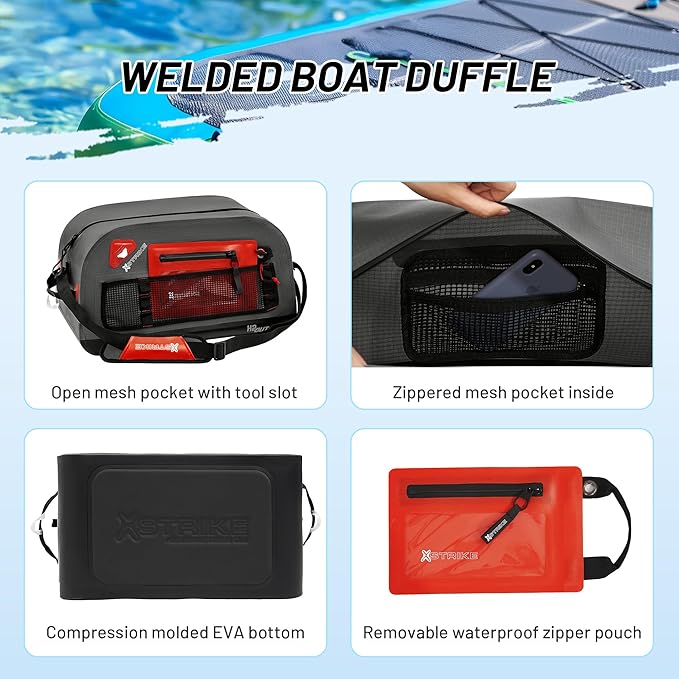 Waterproof Duffel Bag, 52L Large Capacity Waterproof Travel Dry Duffel Bag, Heavy Duty Bag with Durable Straps & Handles, Board Deck Bag for Kayaking Paddle Boating Rafting Fishing Picnic Camping