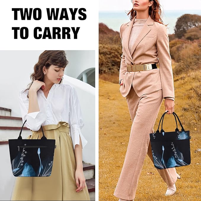 Aosbos Large Lunch Bags for Adult Lunch Box for Women Insulated LunchBox Soft Cooler Tote Bag Food Organizer Holder Lunchbag Black Dream Flower