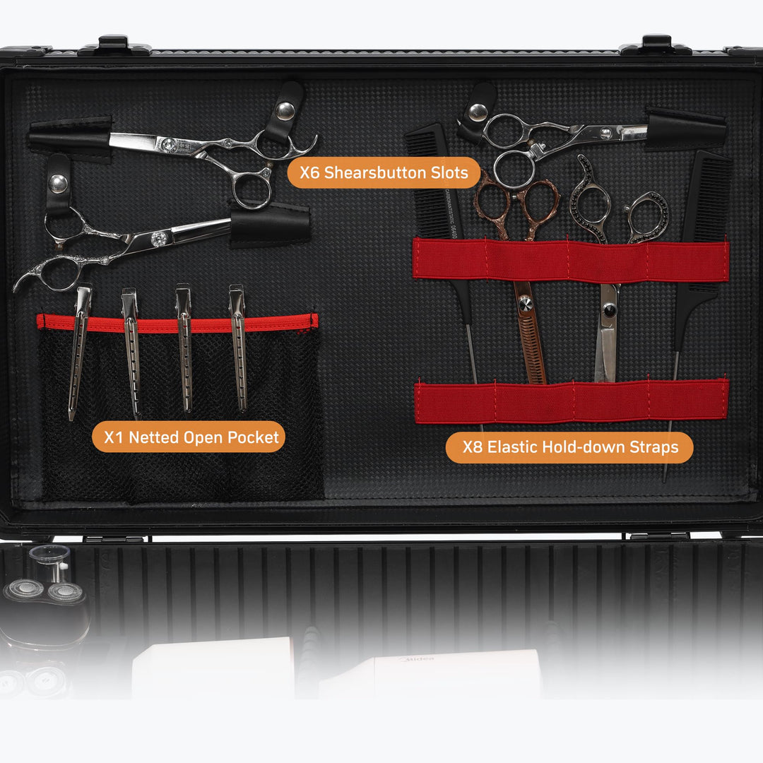 CHUANGJIN Large Barber Carrying Case, Hairdresser Tool Box Organizer Traveling Case, Portable Travel Barber Suitcase for Hair Stylist Pet Groomer Beauty Salon Makeup Artist