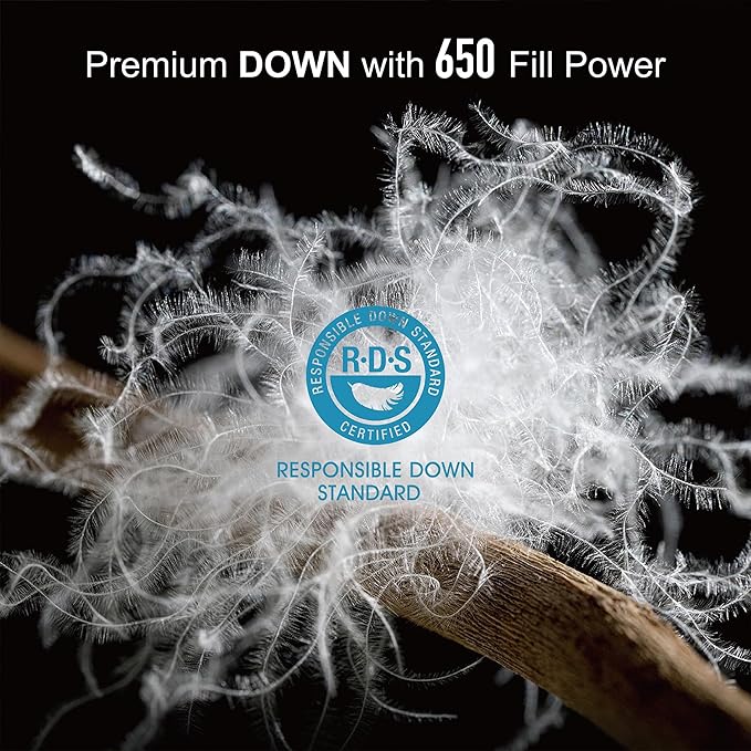 Blue Ridge Home Fashions Down Throw Camping Blanket - Packable Lightweight Down Throw Blanket for Outdoor Travel Hiking Picnic RV, Puffy Warm Blanket 60" x 70" with Carry Bag, 650 Fill Power